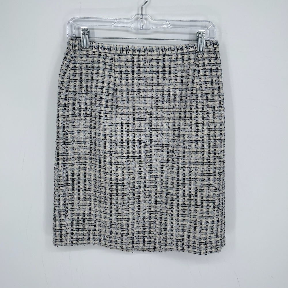 Karen Scott Women's Blue White Boucle Tweed Fall Office Pencil Skirt Size 8